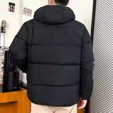 PUMA Letter Print Down Hoodie Jacket Black