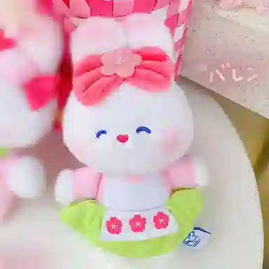 兰妮诗 美味白兔樱花郊游系列 绿色碎花裙 玩偶 毛绒挂件