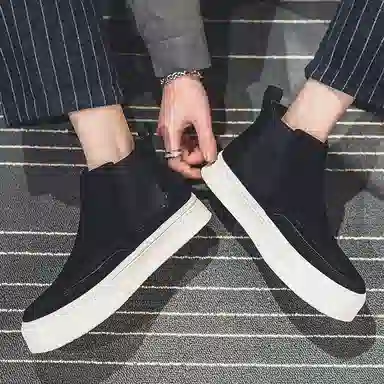 威世米邦 牛反绒 厚底百搭潮流复古英伦风一脚蹬户外雪地加绒保暖 短筒 切尔西靴 中跟 男款