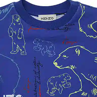KENZO FW22 Letter Print Crewneck Sweatshirt Blue Boys