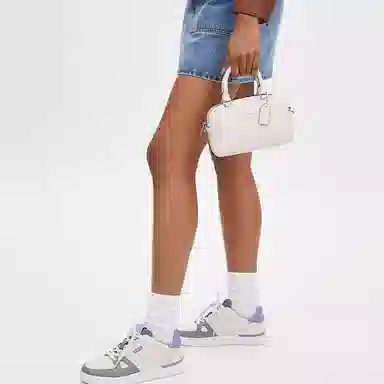 COACH Satchel 19 Logo Silver White