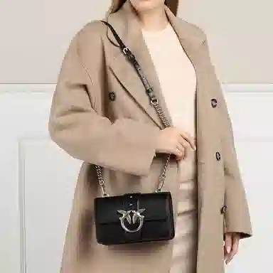 PINKO Classic Bird Logo Chain Shoulder Bag Black