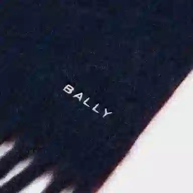 BALLY Tassel Wool Scarf Blue Red
