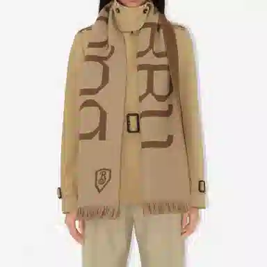 Burberry Wool Logo Scarf Brown
