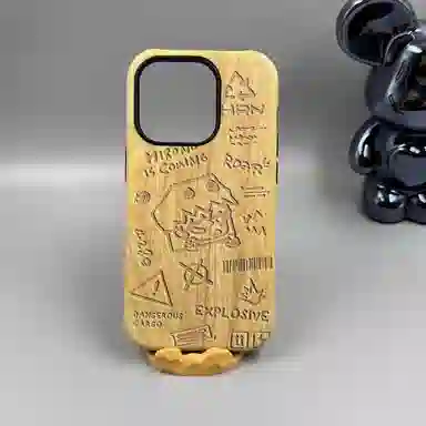 POP MART Hirono Onono Paper Box Monster Phone Case Wood Color