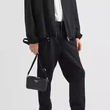 PRADA Brique Leather Shoulder Bag Black