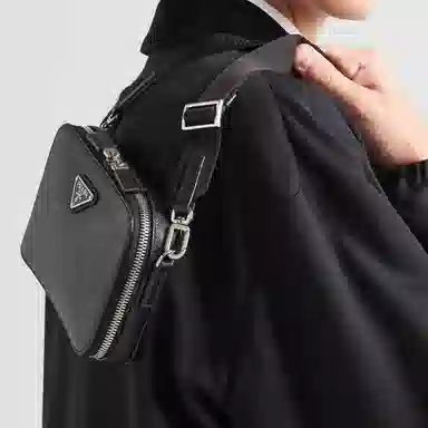 PRADA Brique Leather Shoulder Bag Black