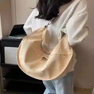 恒源祥 时尚纯色 布 单肩包 大号 女款 多色