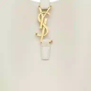 YSL Logo Leather Shoulder Bag Small White