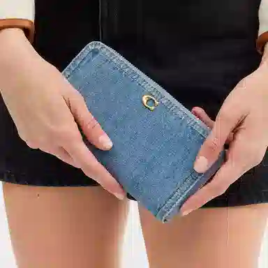 COACH Accordion Zip Wallet Indigo