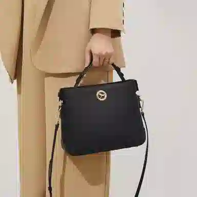 红蜻蜓 通勤百搭时尚 皮革 手提包 女款 黑色