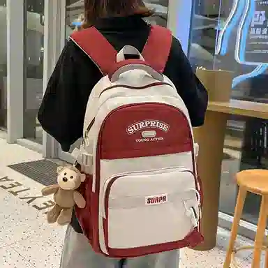 恒源祥 校园可爱拼色原宿大容量 尼龙 双肩包 女款 多色