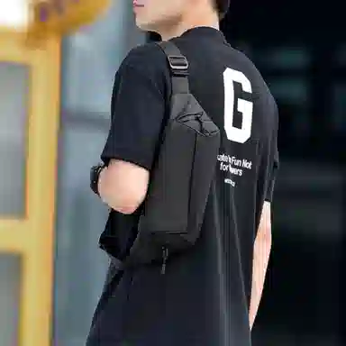 度森袋鼠 高颜值机能风休闲骑行通勤防水 牛津布 腰包 常规 男款 黑色