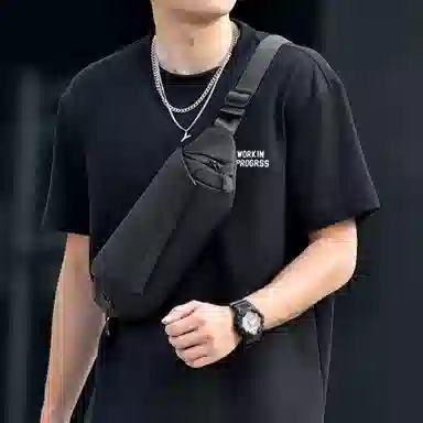 度森袋鼠 高颜值机能风休闲骑行通勤防水 牛津布 腰包 常规 男款 黑色