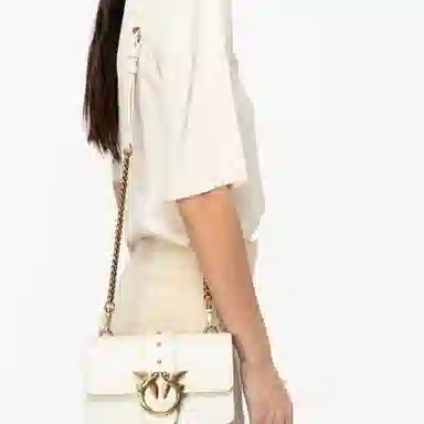 PINKO Love One Classic Logo Swallow Studded Bag White