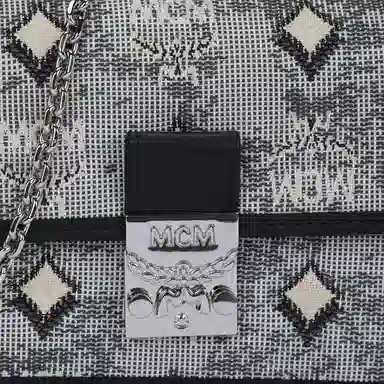 MCM Vintage Jacquard Mini Wallet Grey