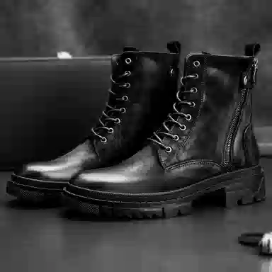 维戈 牛皮革 圆头系带 舒适百搭 轻便耐磨 短筒 马丁靴 男款