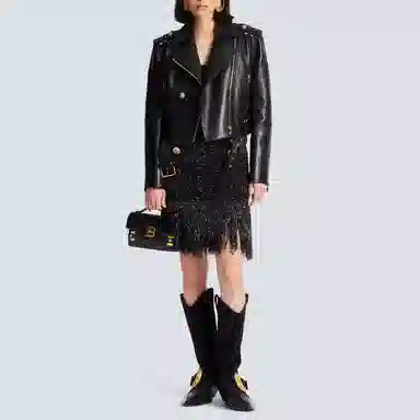 BALMAIN Fringed Lurex Tweed Skirt