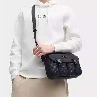 FILA Logo Print Retro Messenger Bag Black