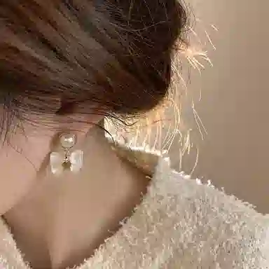 彤彤兔 法式蝴蝶结小众气质大气 合金 耳环 女款