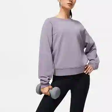 李宁 健身系列 纯色圆领套头卫衣 女款 螺甸紫
