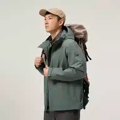 探路者  纯色拉链连帽防风防水 冲锋衣 男款 雪松石
