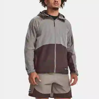 Under Armour RUSH Full-Zip Hoodie Jacket Men's Grey Brown