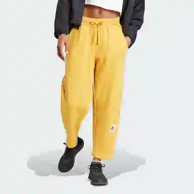 adidas Lounge French Terry Barrel-Leg Pants Logo