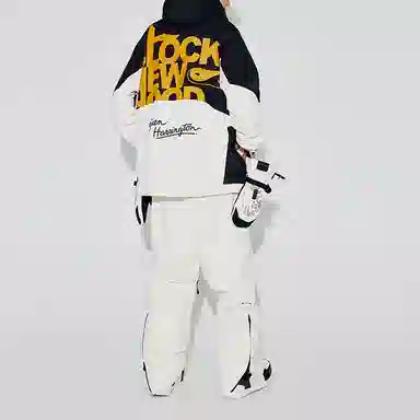 中国李宁 纯色多口袋束脚滑雪裤 男女同款 米白色黑色