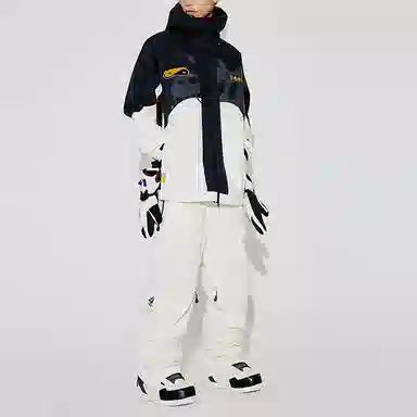 中国李宁 纯色多口袋束脚滑雪裤 男女同款 米白色黑色