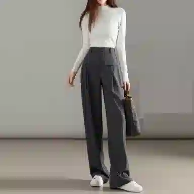 【dme】 阔腿裤高腰高级感垂感设计感拖地裤西装裤休闲裤 女款 黑色