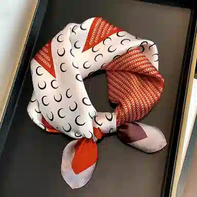 纳兰杜 真丝薄款减龄气质穿搭配饰精致优雅韩版包包绑带发带潮流礼盒装 蚕丝 丝巾 女款 橙色