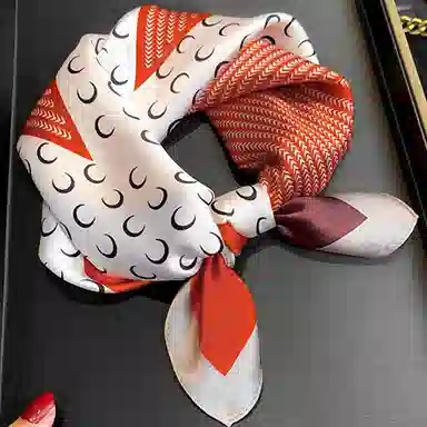 纳兰杜 真丝薄款减龄气质穿搭配饰精致优雅韩版包包绑带发带潮流礼盒装 蚕丝 丝巾 女款 橙色