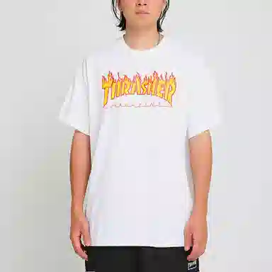 Thrasher Flame Print Tee White