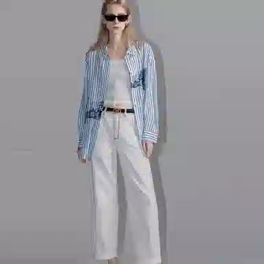 【dme】 休闲宽松长袖衬衫 女款 浅蓝