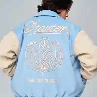 Starter Colorblock Letter Print Wool Jacket