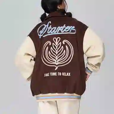Starter Colorblock Letter Print Wool Jacket