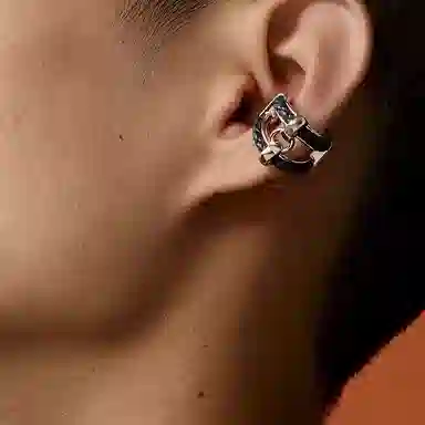 Hermes Braided Leather Clip-On Earrings Silver