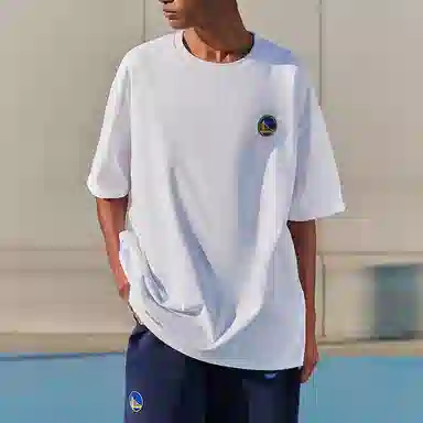 NBA Golden State Warriors Colorblock Lettering Oversized T-Shirt White
