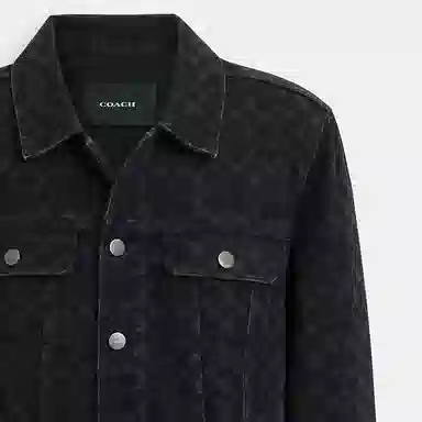 Coach Letter Logo Denim Jacket Black