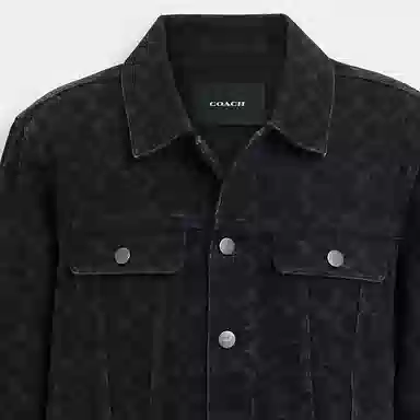 Coach Letter Logo Denim Jacket Black
