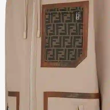 Fendi FW24 Logo Jacquard Hoodie Parka Beige