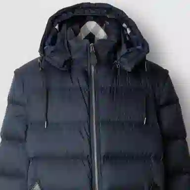 Burberry Quilted Down Hoodie Jacket Navy