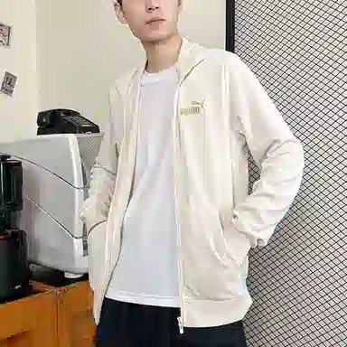 PUMA Logo Windbreaker Jacket White