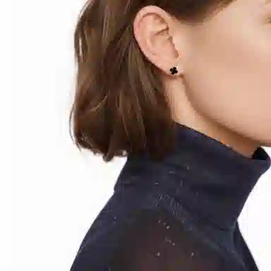 Van Cleef & Arpels Alhambra Single Flower Earrings Black Gold