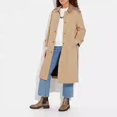 COACH FW23 Twist Lock Trench Coat Khaki