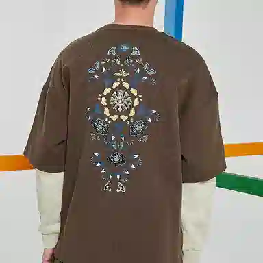 中国李宁 宽松套头休闲运动卫衣 男款 雀褐色印花 送男生