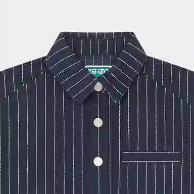KENZO SS24 Logo Stripe Polo Dress Navy Kids