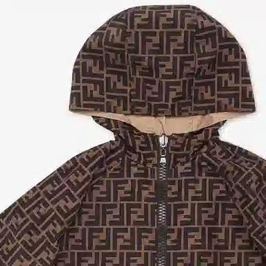 Fendi SS24 Logo Hoodie Jacket Beige