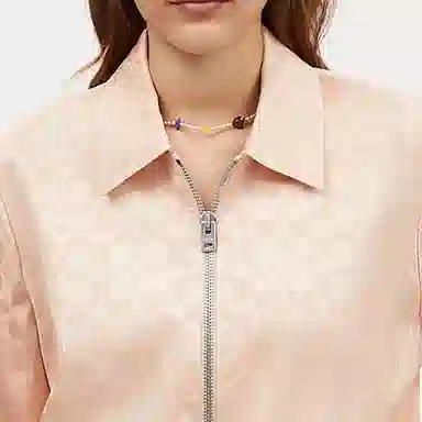 COACH SS24 Logo Print Zip Jacket Petal Pink